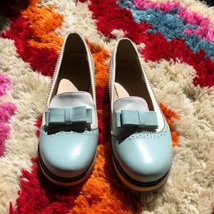 Blue & white 2 tone slip ons rockabilly
